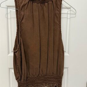 Bella Dahl Chocolate Brown Sleeveless Blouse